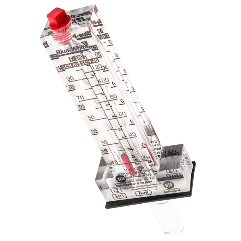 Blue - White F - 300 Series 2" PVC Flowmeter 20 - 120 GPH F - 30200P – Vita Pool Supply