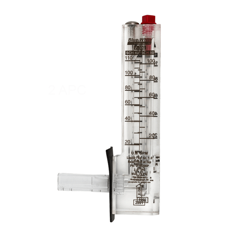 Blue - White Vertical Upflow Flow Meter 2" IPS 20 to 110 GPH U - 30200P – Vita Pool Supply