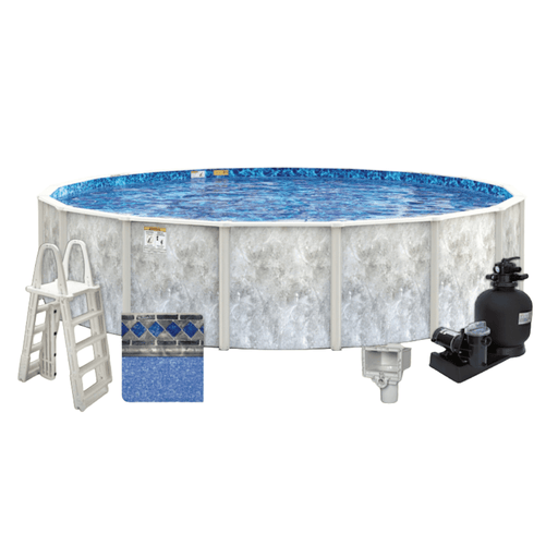 Calibay Coastal Mist Steel Oval Above Ground Pool Package, 52" Wall Height – Vita Pool Supply