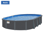 Calibay Elmhaven Resin Oval Above - Ground Pool & Skimmer Only, 52" Wall Height, 7" Resin Top Rails & 7" Resin Verticals – Salt - Friendly – Vita Pool Supply