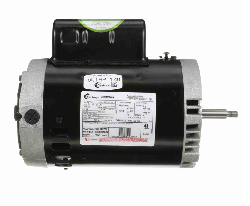 Century B654 Pool Pump Motor, 1 HP, 1 Ph, 60 Hz, 208 - 230/115 V, 3600 RPM, X56J Frame, DP – Vita Pool Supply