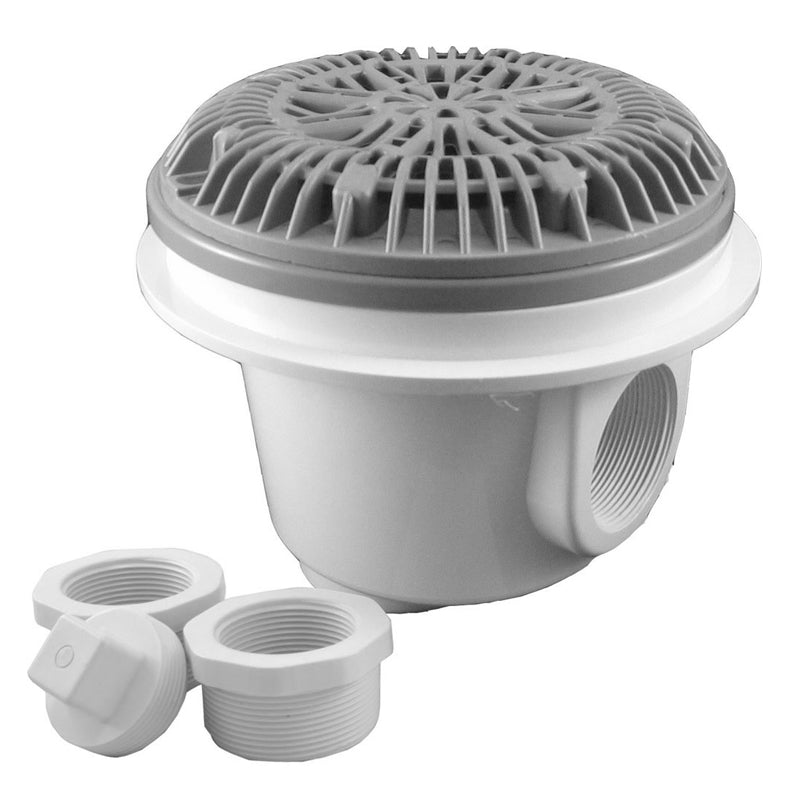 CMP 25515 - 001 - 000 8" Round Main Drain, Vinyl Drain 2" FPT, Gray – Vita Pool Supply