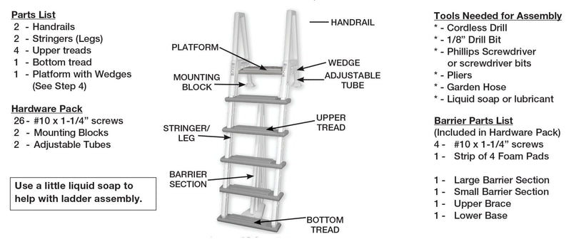 Confer 6000X Eliminator Heavy - Duty In - Pool Ladder with Barrier – Vita Pool Supply