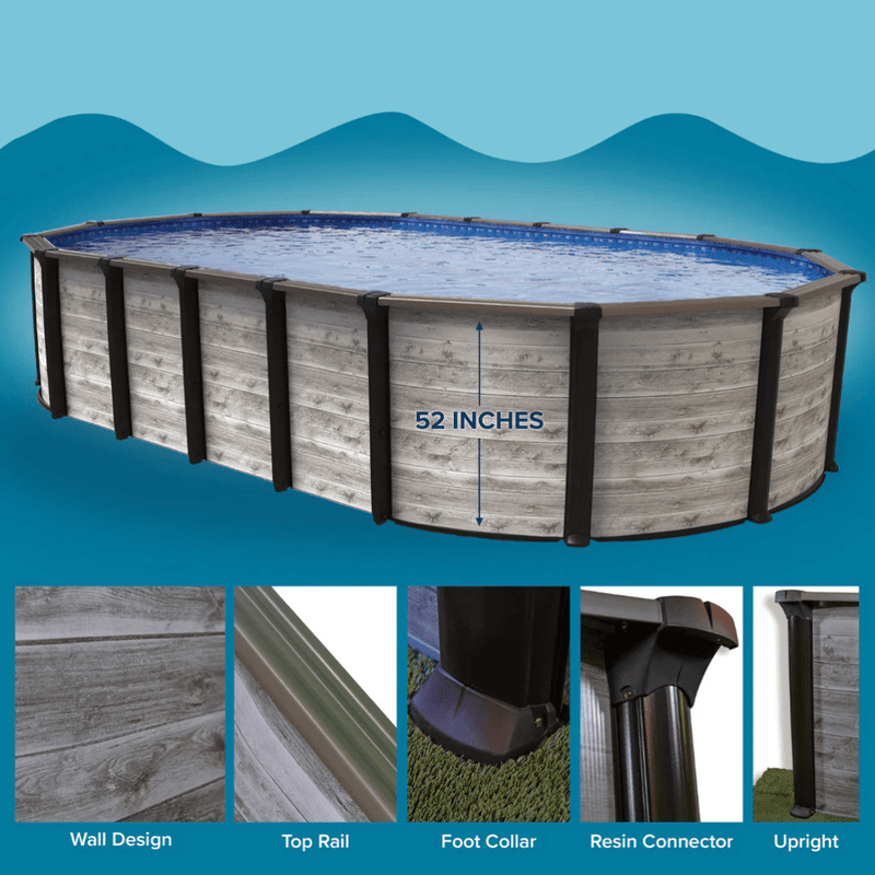 Trevi Costa Hollywood 52" Oval Above Ground Pool Package – Steel Frame, 6" Rails – Vita Pool Supply