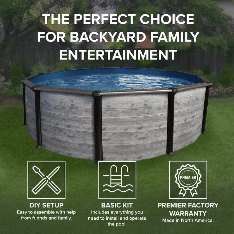 Trevi Costa Hollywood 52" Round Above Ground Pool Package – Steel Frame, 6" Rails – Vita Pool Supply