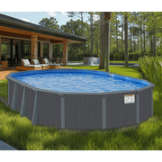 Elmhaven Oval Above - Ground Pool, Skimmer & Liner Included, 52" Wall Height, 7" Resin Top Rails – Vita Pool Supply