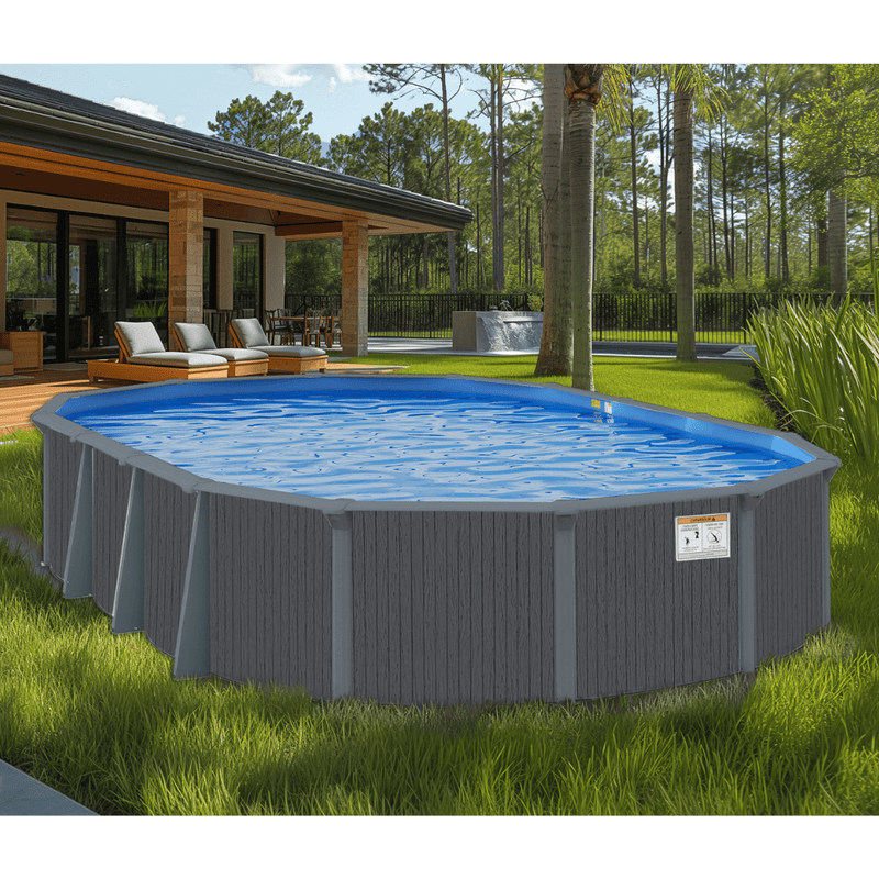 Elmhaven Oval Above - Ground Pool, Skimmer & Liner Included, 52" Wall Height, 7" Resin Top Rails – Vita Pool Supply