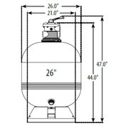 Genesis 26" 3.5 Sq Ft Top - Mount Sand Filter with 1.5" MPV, GPFS02629 / FS02629, 3 - Year Warranty – Vita Pool Supply