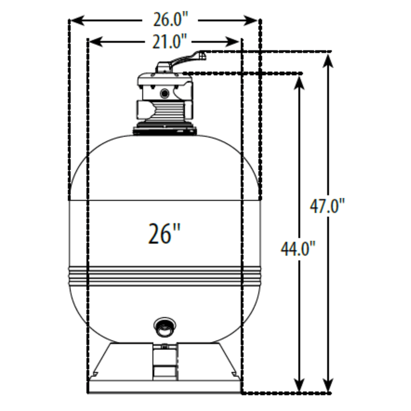Genesis 26" 3.5 Sq Ft Top - Mount Sand Filter with 1.5" MPV, GPFS02629 / FS02629, 3 - Year Warranty – Vita Pool Supply