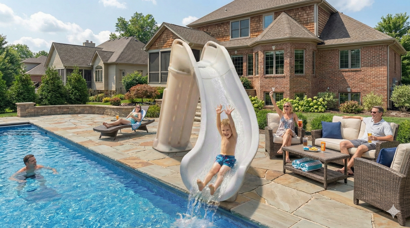 Global BAD AXE X6 Pool Slide, 6' H, Blue Quartz, GPPS - BA - X6 – Vita Pool Supply