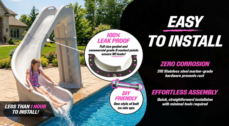 Global BAD AXE X7 7'4" Pool Slide, GPPS - BA - X7 – Vita Pool Supply