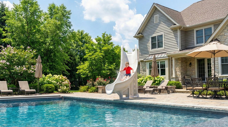 Global BAD AXE X7 Pool Slide, 7'4" H, Blue Quartz, GPPS - BA - X7 – Vita Pool Supply