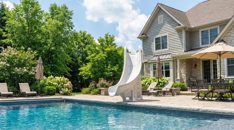 Global BAD AXE X7 Pool Slide, 7'4" H, Silver Quartz, GPPS - BA - X7 – Vita Pool Supply
