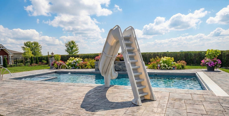 Global BAD AXE X7 Pool Slide, 7'4" H, Silver Quartz, GPPS - BA - X7 – Vita Pool Supply