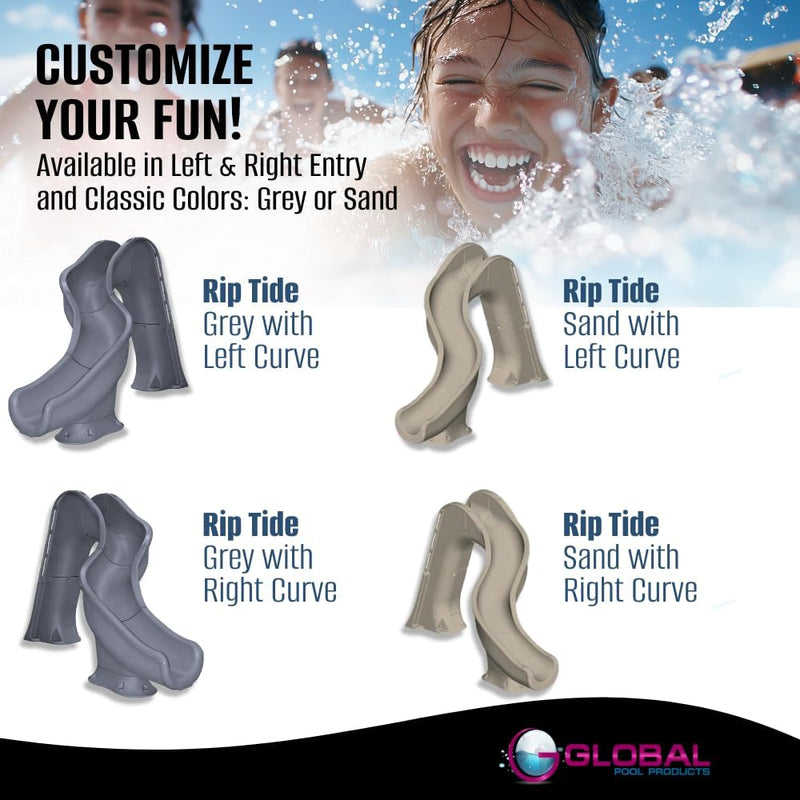 Global Riptide 7'8" Pool Slide, Right Turn, Sandstone, GPPSRT - SAND - R – Vita Pool Supply