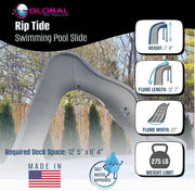 Global Riptide 7'8" Pool Slide, Right Turn, Sandstone, GPPSRT - SAND - R – Vita Pool Supply