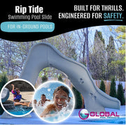 Global Riptide 7'8" Pool Slide, Right Turn, Sandstone, GPPSRT - SAND - R – Vita Pool Supply