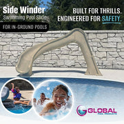 Global Side Winder 7'8" Pool Slide with Enclosed Ladder, Sandstone, Right Turn, GPPSSW - SAND - R – Vita Pool Supply