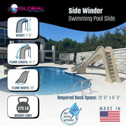 Global Side Winder 7'8" Pool Slide with Enclosed Ladder, Sandstone, Right Turn, GPPSSW - SAND - R – Vita Pool Supply