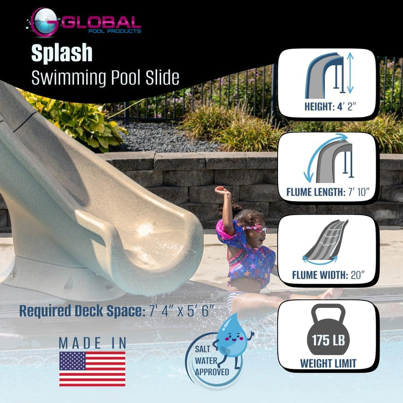 Global Splash 4'2" Pool Slide with Enclosed Ladder, Right Turn – Vita Pool Supply