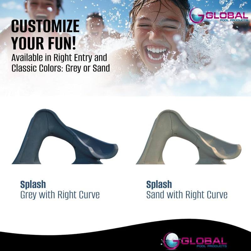 Global Splash 4'2" Pool Slide with Enclosed Ladder, Right Turn – Vita Pool Supply