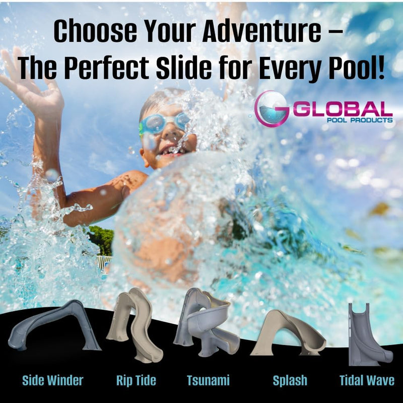 Global Splash 4'2" Pool Slide with Enclosed Ladder, Right Turn – Vita Pool Supply