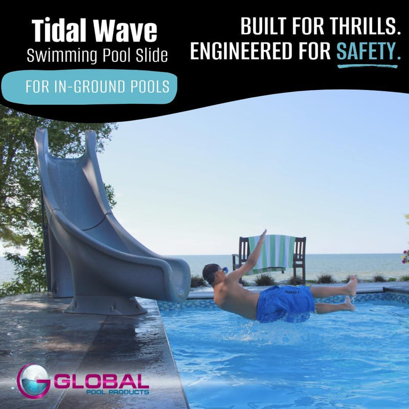 Global Tidal Wave 7' 8" Pool Slide with Enclosed Ladder – Vita Pool Supply