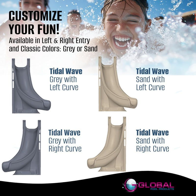 Global Tidal Wave 7' 8" Pool Slide with Enclosed Ladder – Vita Pool Supply