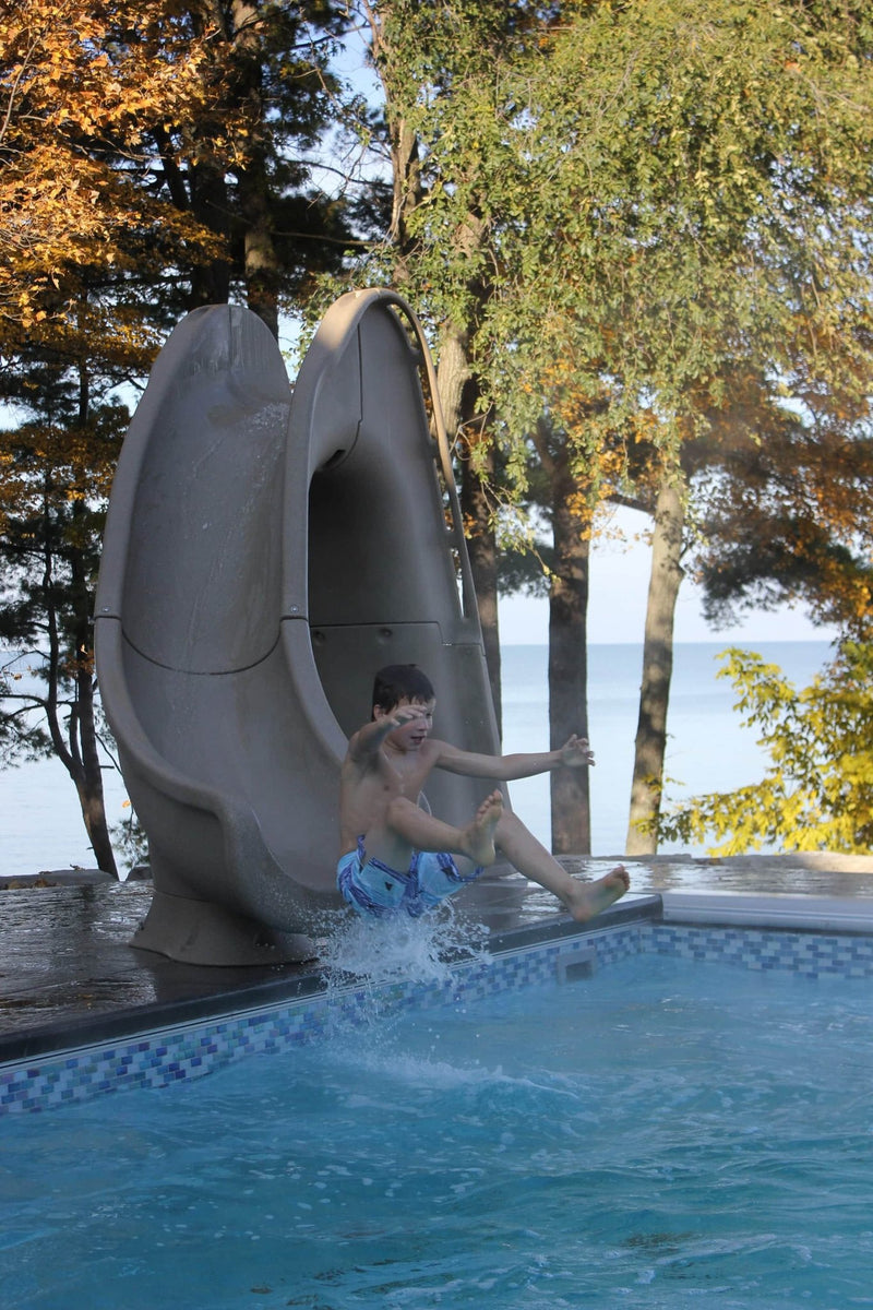 Global Tidal Wave 7' 8" Pool Slide with Enclosed Ladder – Vita Pool Supply