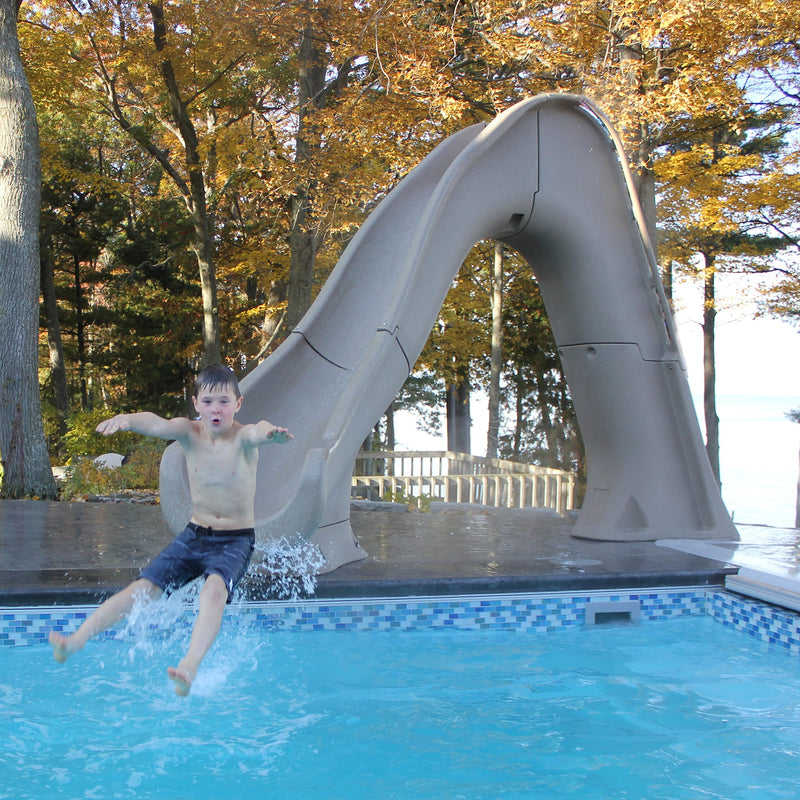 Global Tidal Wave 7' 8" Pool Slide with Enclosed Ladder – Vita Pool Supply