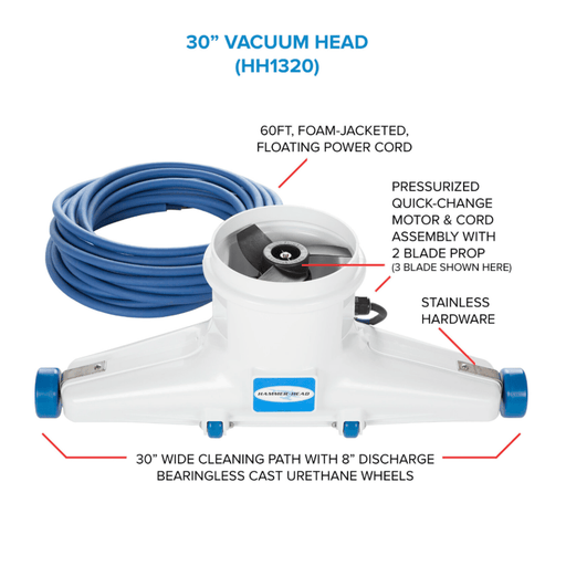 Hammerhead Resort - 30 Pool Vacuum Cleaner – 30" Head, 60' Cord, Charger (No Battery) – Vita Pool Supply