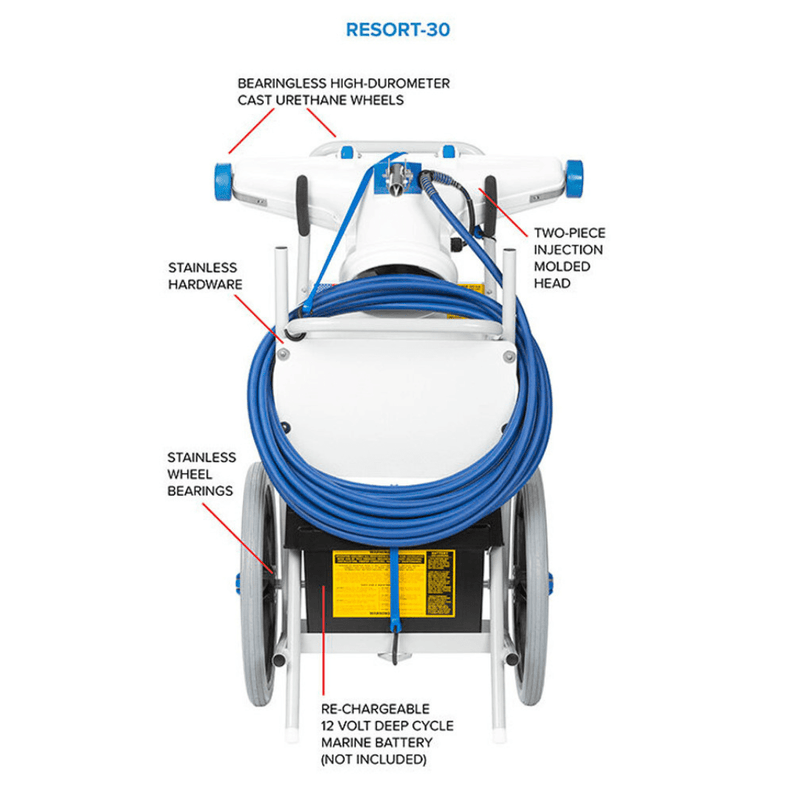 Hammerhead Resort - 30 Pool Vacuum Cleaner – 30" Head, 60' Cord, Charger (No Battery) – Vita Pool Supply