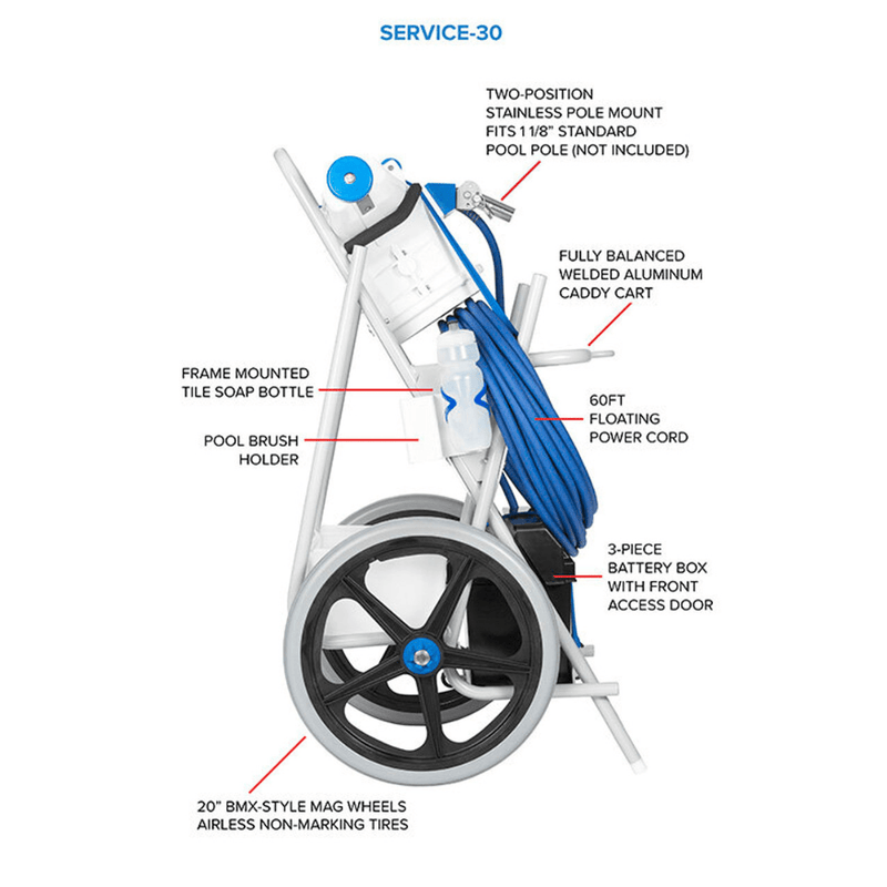 Hammerhead Service - 30 Pool Vacuum Cleaner – 30" Head, 60' Cord (No Charger, No Battery) – Vita Pool Supply