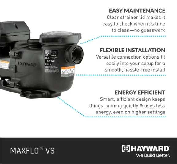 Hayward 1.65 HP MaxFlo VS 500 Variable Speed Pump, W3SP2303VSP – Vita Pool Supply