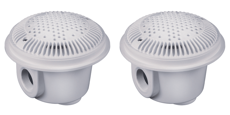 Hayward WG1054AVPAK2 8" Round 2" FIP x 2" FIP White Main Drain with AV Grate Dual Outlet, Pack of 2 – Vita Pool Supply