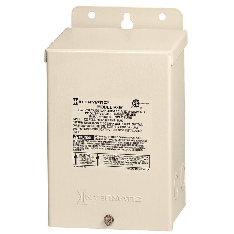 Intermatic PX50 50W Pool & Spa Safety Transformer, Beige Steel Enclosure, Input 120V, Output 12,13,14 V – Vita Pool Supply