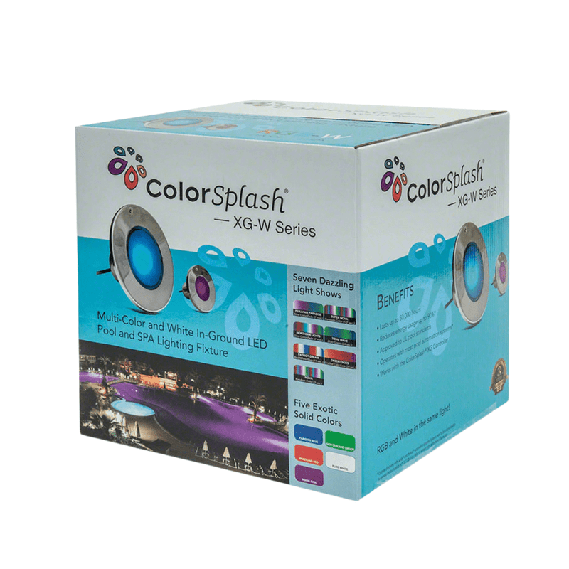 J&J ColorSplash XG - W RGB - White LED Pool Light, 12V 100' Cord, LPL - F1CW - 12 - 100 - P 23049 – Vita Pool Supply