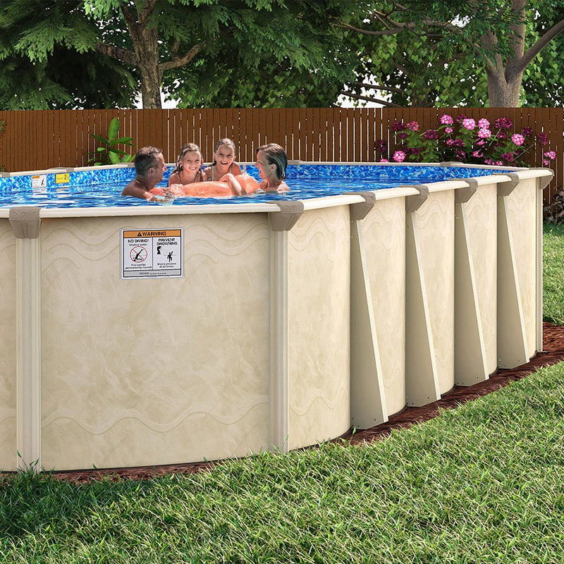 Lake Vista Oval Above - Ground Pool, Skimmer & Liner Included, 52"/54" Wall Height, 7" Steel Top Rails – Vita Pool Supply