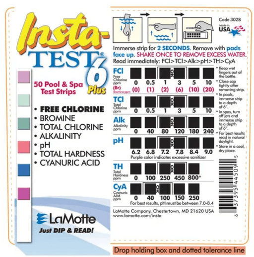 LaMotte 3028 - BC - 12 Blister Carded InstaTest® 6 Plus Test Strips, 50 Count – Vita Pool Supply