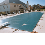 MeycoLite™ Mesh Rectangular Safety Pool Cover – 20 x 40 Feet, 4 x 8 Feet Center End Step, Gray – Vita Pool Supply