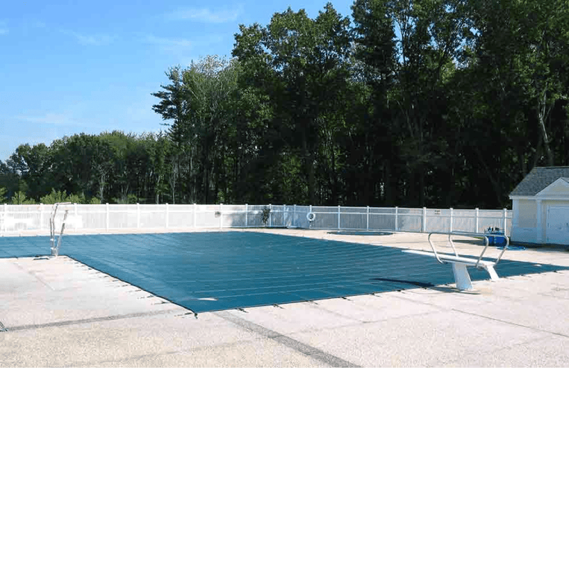MeycoLite™ Mesh Rectangular Safety Pool Cover – 20 x 40 Feet, 4 x 8 Feet Center End Step, Gray – Vita Pool Supply