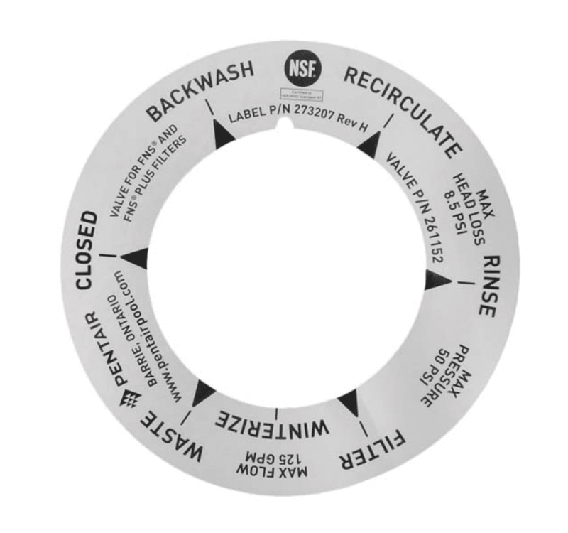 Pentair 2" PVC DD Multiport Valve Label, 273207 – Vita Pool Supply