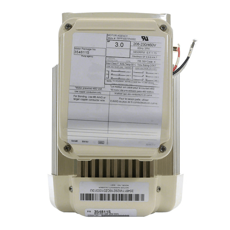 Pentair 3HP WhisperFlo WhisperFloXF Pump Motor 208 - 230/460V 354811S – Vita Pool Supply