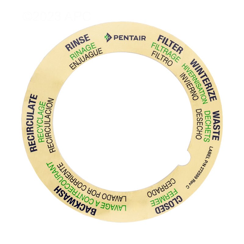 Pentair Label for Top Mount Valve, 272599Z – Vita Pool Supply
