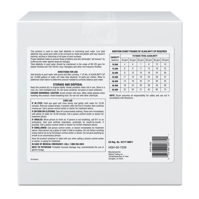 Pool Season Alkalinity Up 25 lb Box, HGH - 50 - 7226 47251400 – Vita Pool Supply