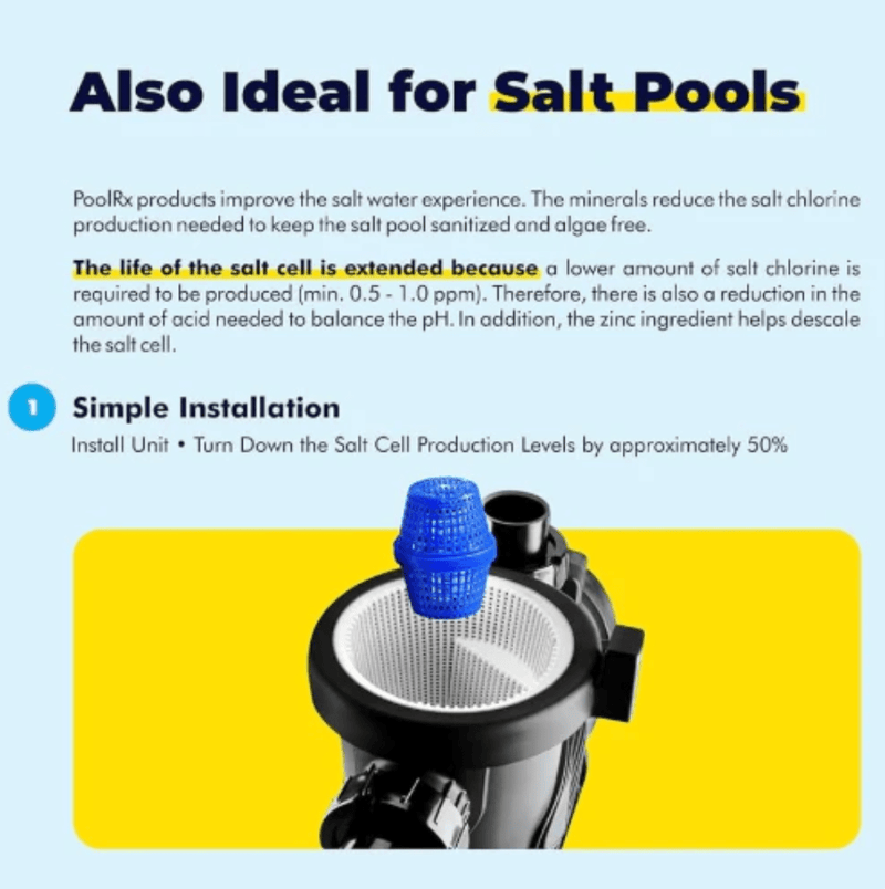PoolRX+ 331001 Pool Unit, 7.5K–20K Gallons, Blue/White, Single — Algaecide – Vita Pool Supply