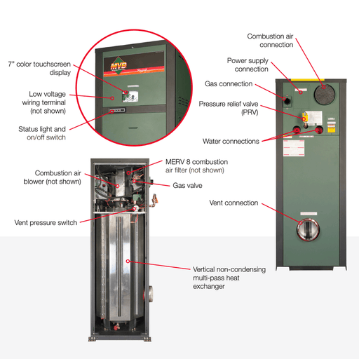 Raypak 500K BTU MVB P504A Commercial Natural Gas Heater, Versa Control, Cupronickel 014371 – Vita Pool Supply