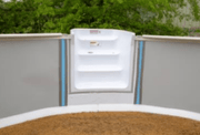 Rio Grande Round Above - Ground Pool with Built - In Steps, Skimmer & Liner Included, 52"/54" Wall Height, 8" Steel Top Rails – Vita Pool Supply