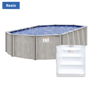 River Bend Oval Above - Ground Pool Kit with Built - In Steps, 52"/54" Wall Height, 8" Resin Top Rails, Salt - Friendly – Vita Pool Supply