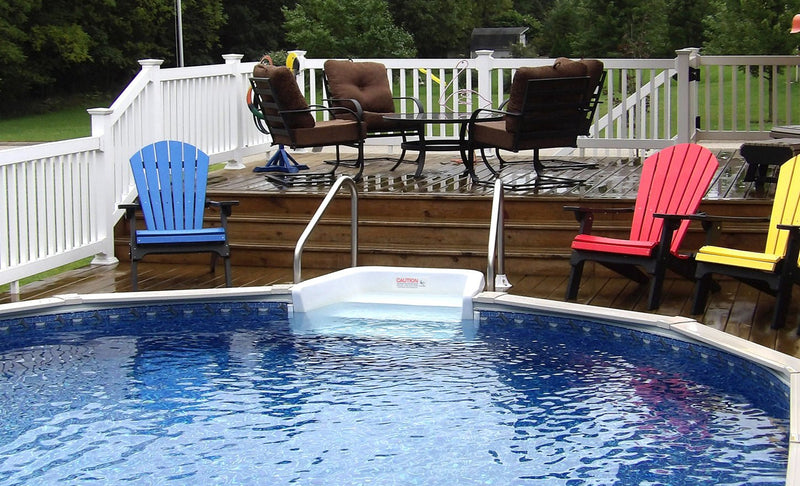 River Bend Oval Above - Ground Pool with Built - In Steps, Skimmer & Liner Included, 52"/54" Wall Height, 8" Resin Top Rails – Vita Pool Supply